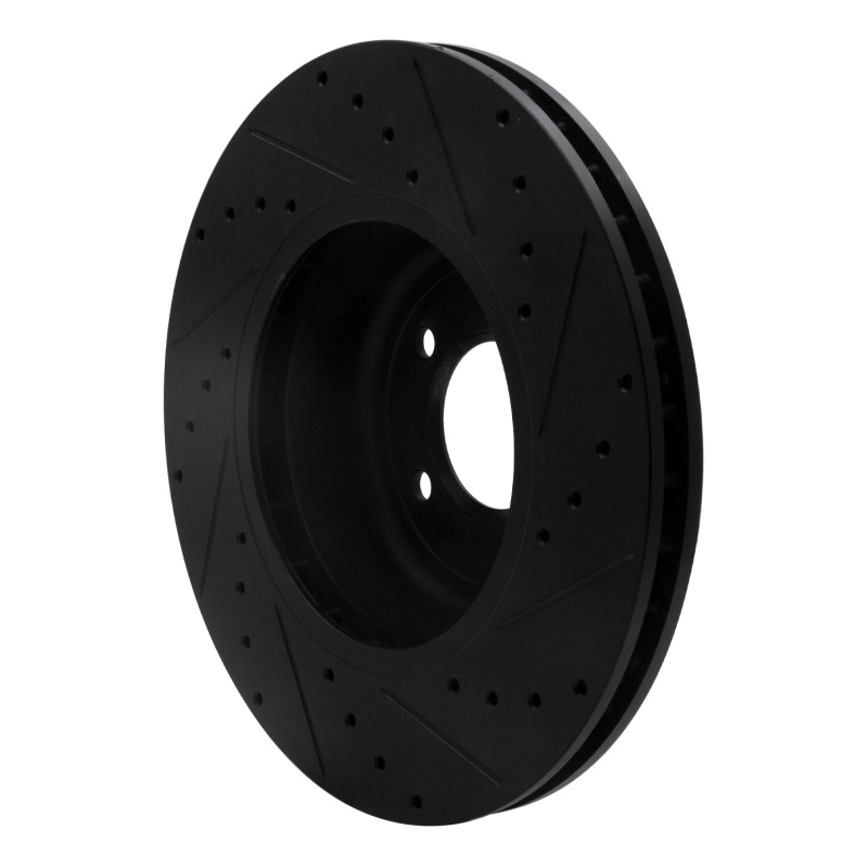 BMW 550I Brake Rotor (1) - Front Left - R1 Concepts - Drilled & Slotted - Black - `04-`10